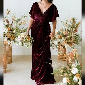 Revelry Gwen Velvet Burgundy Dress, size 16